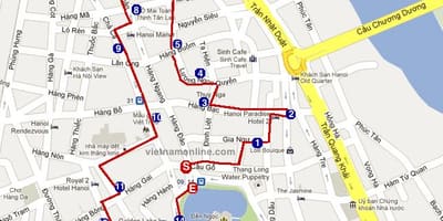 Hanoi maeneo ya riba ramani