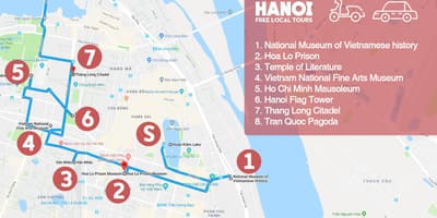 Hanoi kifaransa robo kutembea ziara ramani